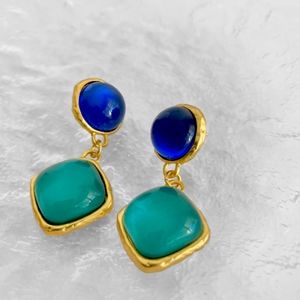 silverlià Vintage Exaggerated Retro Vintage Teardrop Blue Green Earrings